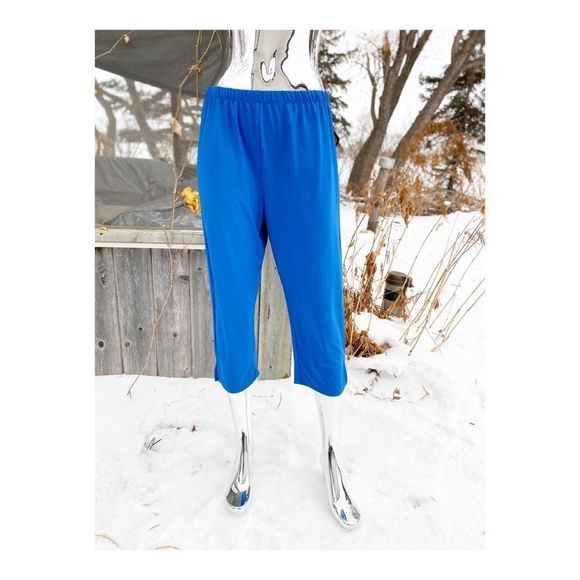 Blue Cropped Spandex Pants Athleisure - Picture 2 of 14